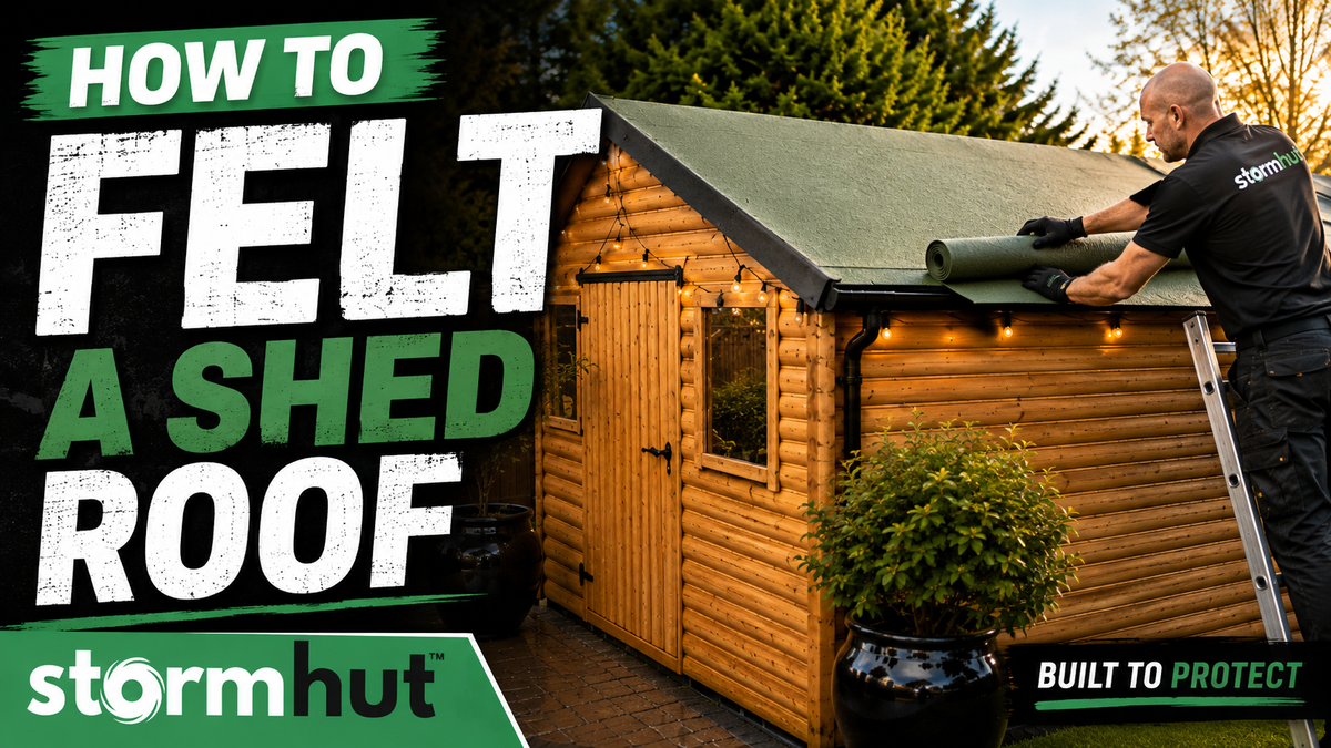 Load video: How to felt a shed roof – StormHut step-by-step shed roofing felt installation guide