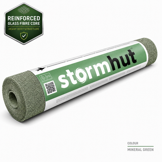 Stormhut CLASSIC Heavy Duty Shed Felt Roofing Roll 10m x 1m – Glass Fibre Reinforced Core – Green Mineral Roofing Felt – Waterproof Shed Roof Covering – Nails Included